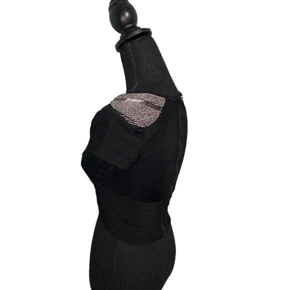 BEBE Black Metallic Bandage Crop Top – S – Y2K Glam - Picture 3 of 11